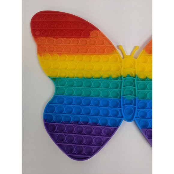 Rainbow Butterfly Pop Fidget Toy Silicone 18" Large Size For Kids And Adult - Picture 6 of 6